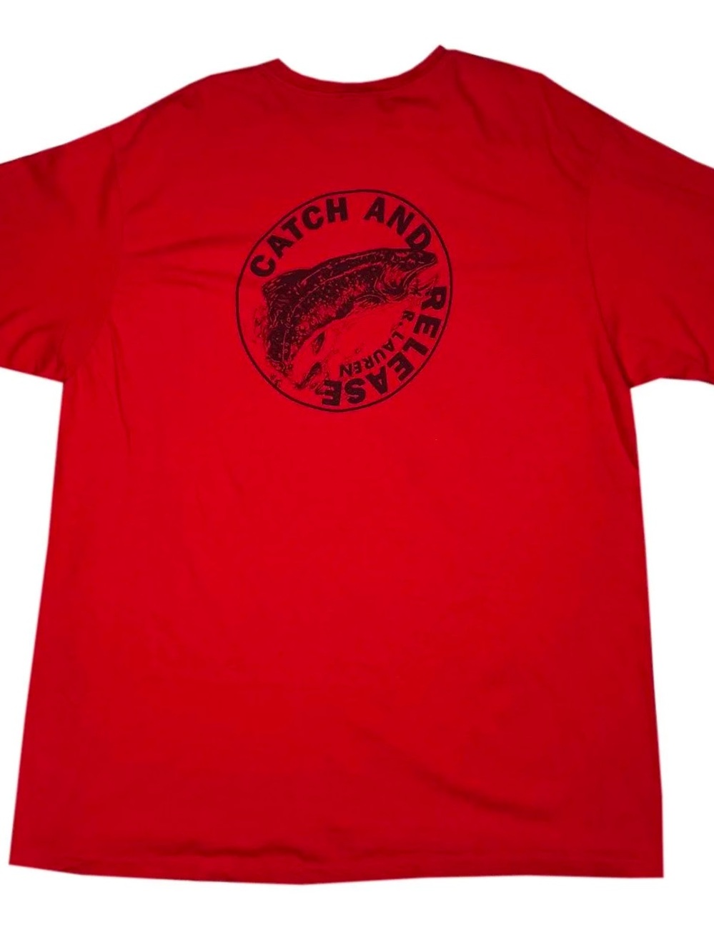 Vintage Polo Ralph Lauren Catch & Release Red T Shirt (Size XL)